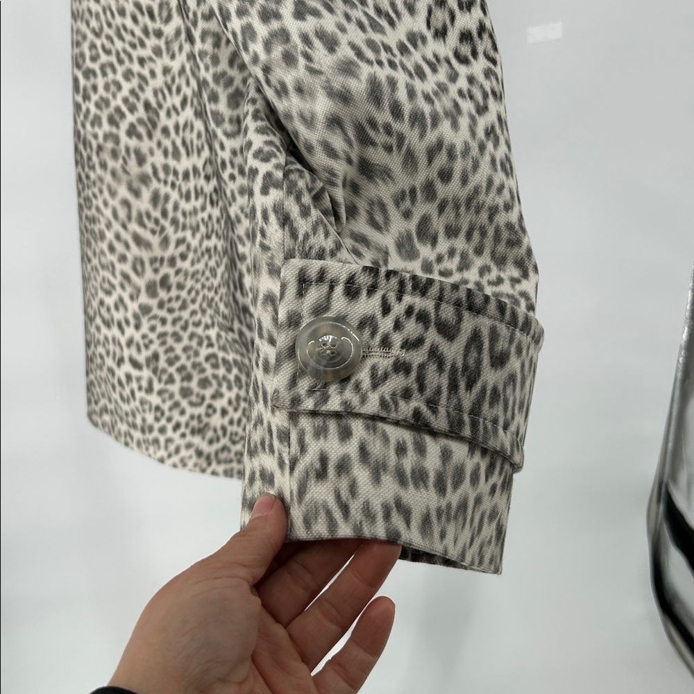 Tara Jarmon Leopard Print Double Breasted Coat Made in France Size 40 - Picture 5 of 14